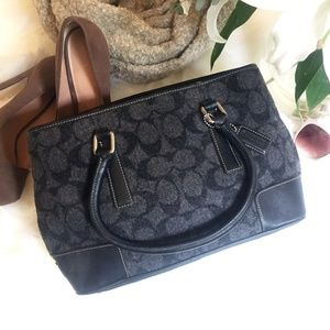 Authentic COACH Cozy Wool & Leather Signature C